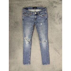 Levis Jeans Womens 1‎ Blue Light Wash Distressed Denim 524 Too Superlow Skinny
